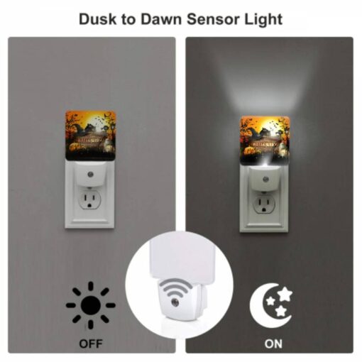 Night Light Set Of 2, A Halloween Poster With A Witch's Hat And A House In The Background. -Acrylic Night Light Shop a3e2ec8106ab7345a62629fcf78426b423b78b95