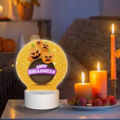 Round Acrylic Night Light, A Round Sign With A Bunch Of Pumpkins On It That Says "Happy Halloween". -Acrylic Night Light Shop a3eab5779af5bcb8440f5f1e7e4efbc5bc576aa5
