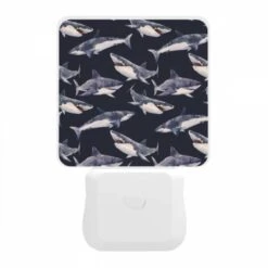 Night Light, A Pattern Of Sharks On A Blue Background. -Acrylic Night Light Shop a3ed7b8ebb83327588b05b4c36776e37fff37daf