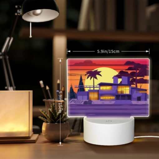Rectangular Acrylic Night Light, A House With A Purple Roof And A Sunset In The Background. -Acrylic Night Light Shop a433bd158abe2c34da50f533bb4bd4ba69252486
