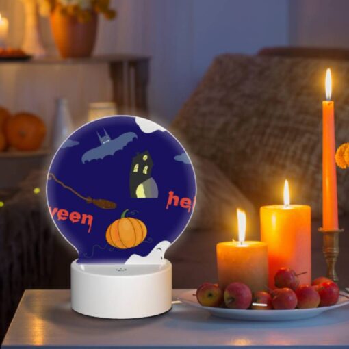 Round Acrylic Night Light, A Halloween Themed Image With A Pumpkin -Acrylic Night Light Shop a43b8afd58bd023e4187c3f82f9b1a52c3ee5b37