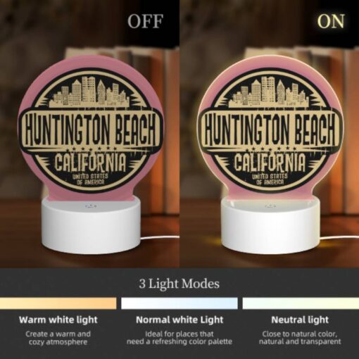 Round Acrylic Night Light, A Sign For Huntington Beach -Acrylic Night Light Shop a47f3cdbd90afb4a59775d60c6471b7f6d278815