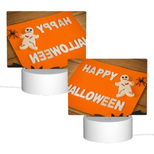 Rectangular Acrylic Night Light, A Happy Halloween Sign With A Gingerbread Man And A Spider. -Acrylic Night Light Shop a536607b91e5907cab24dd1503d95d24ede1b025