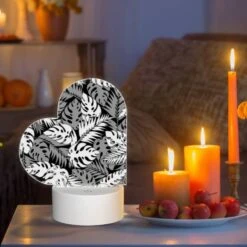 Love Acrylic Night Light, A Black And White Image Of A Leafy Plant With A Pattern Of Dots. -Acrylic Night Light Shop a54f0d9051acbc1580f69dfe0d233506a5cd9d45