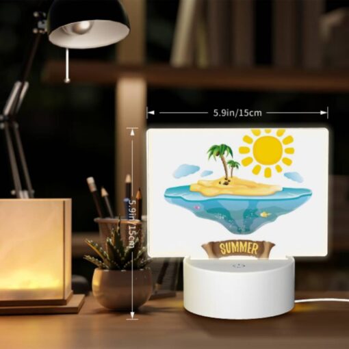 Rectangular Acrylic Night Light, A Cartoon Of A Tropical Island With A Sun And Palm Trees. -Acrylic Night Light Shop a57443a2ecb84319df158d87437a4577a28c5911
