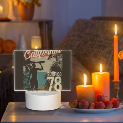 Rectangular Acrylic Night Light, A Man Is Holding A Surfboard Over His Head. -Acrylic Night Light Shop a5e06d73d563552788d9937a302adb22f3aa0c4b