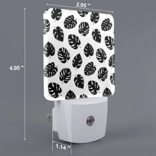Night Light Set Of 2, A Pattern Of Leaves On A Black And White Background. -Acrylic Night Light Shop a6b9a8127cfd73898c5c223b5deb2270501ce9d8