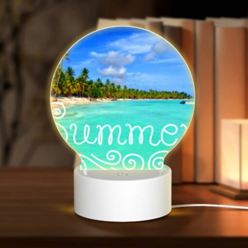 Round Acrylic Night Light, A Beautiful Beach Scene With A Blue Ocean And Palm Trees. -Acrylic Night Light Shop a6c80646541f41f1360d1a393bb1b71dcd2d9a6f