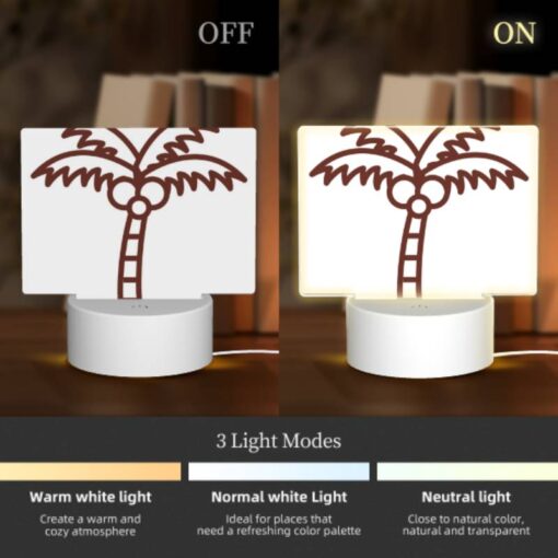 Rectangular Acrylic Night Light, A Brown And White Drawing Of A Palm Tree. -Acrylic Night Light Shop a714ab15331bc3ed8f8d8bbe351511b06dbc94e4