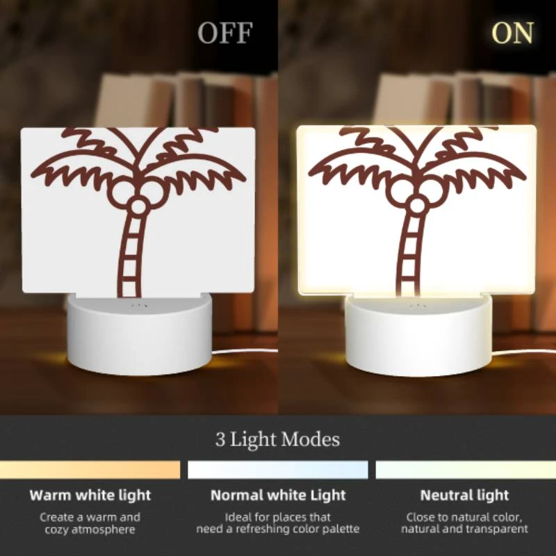 Rectangular Acrylic Night Light, A brown and white drawing of a palm tree. Rectangular Acrylic Night Light, A Brown And White Drawing Of A Palm Tree. -Acrylic Night Light Shop a714ab15331bc3ed8f8d8bbe351511b06dbc94e4