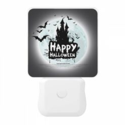 Night Light, A Poster With A Castle And Bats On It That Says "Happy Halloween.". -Acrylic Night Light Shop a73345f74be3f2739174b519345a1b2b59feebef