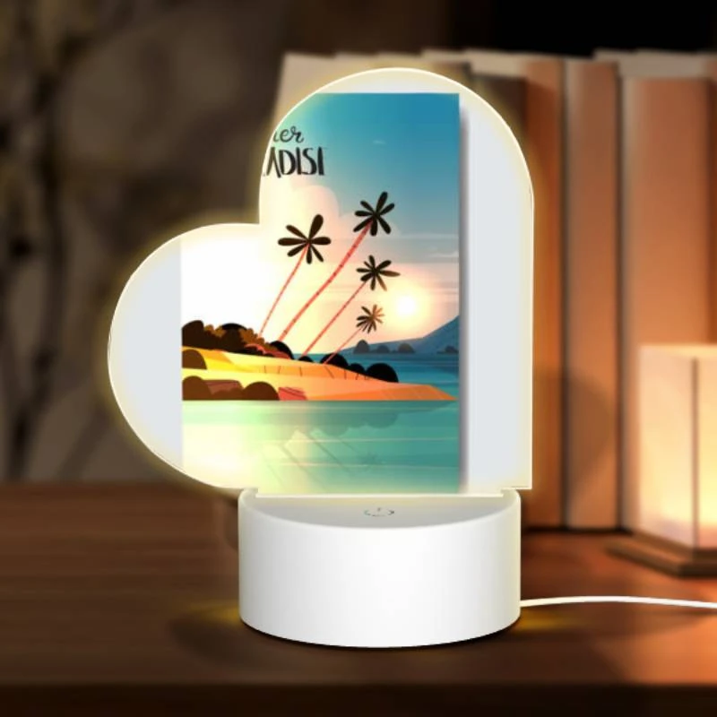 Love Acrylic Night Light, A colorful poster of a tropical island with palm trees and a sunset. Love Acrylic Night Light, A Colorful Poster Of A Tropical Island With Palm Trees And A Sunset. -Acrylic Night Light Shop a750bac5c50960478512270794e0b4dd567172a1