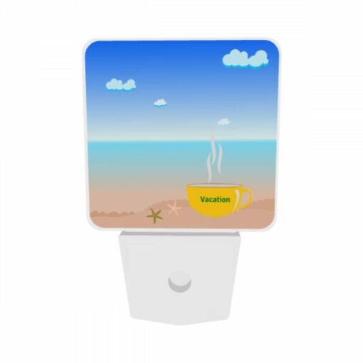 Night Light Set Of 2, A Cup Of Coffee With A Beach Scene In The Background. -Acrylic Night Light Shop a757661c6c948bf73247517ab921274400302669