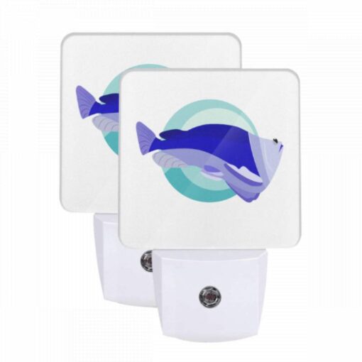 Night Light Set Of 2, A Blue And White Fish With A Circle Around It. -Acrylic Night Light Shop a7ce3d4224a0675033fc54765572acac3ab5fde8