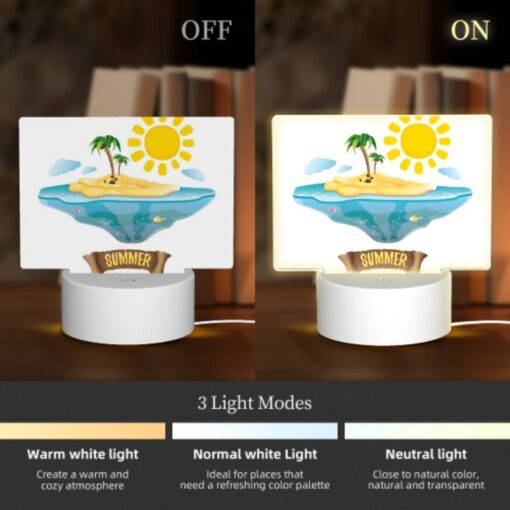 Rectangular Acrylic Night Light, A Cartoon Of A Tropical Island With A Sun And Palm Trees. -Acrylic Night Light Shop a8b55af1a22c76ef32494cd2e794a15f6efba0b0