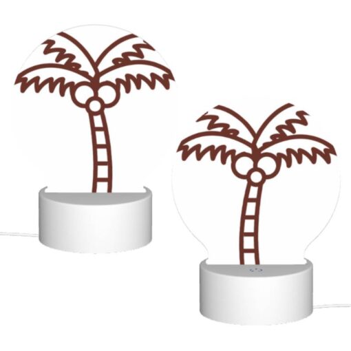 Round Acrylic Night Light, A Brown And White Drawing Of A Palm Tree. -Acrylic Night Light Shop a931a8084aa63f986a7f5db0ca045bc235237510