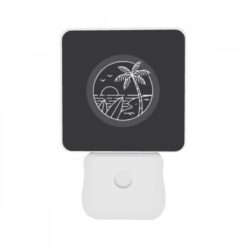 Night Light Set Of 2, A Black And White Image Of A Beach At Night With A Palm Tree And A Sunset. -Acrylic Night Light Shop a9411bb4acf7a0a40a00da39112c8c404089cc77