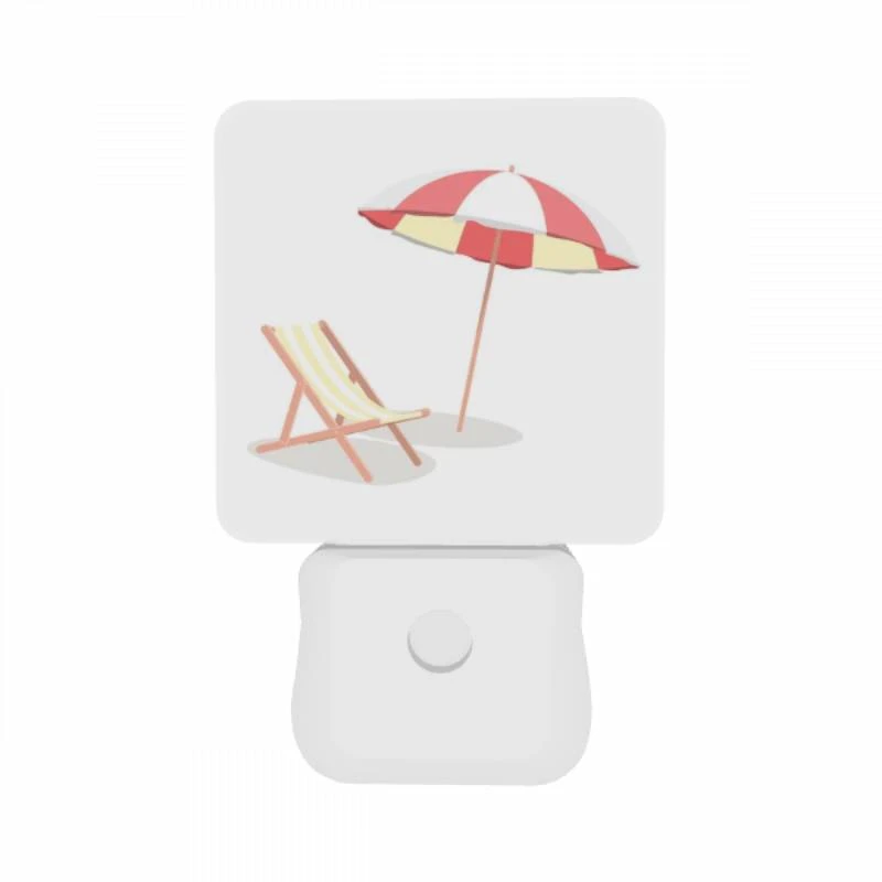 Night Light Set of 2, A colorful umbrella is open and placed over a striped lounge chair. Night Light Set Of 2, A Colorful Umbrella Is Open And Placed Over A Striped Lounge Chair. -Acrylic Night Light Shop a9f2c5daf943fcef787ad647e77fec4c646b7300