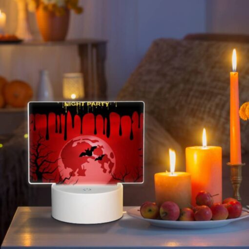 Rectangular Acrylic Night Light, A Halloween Night Party Poster With A Red Moon And Bats. -Acrylic Night Light Shop aa1abc31aba536ca54c39f9643aea1ae9120e0cc