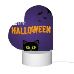 Love Acrylic Night Light, A Black Cat With Green Eyes Is Sitting In Front Of A Purple Background With Bats Flying Around. -Acrylic Night Light Shop aa32ea46594d333e83f887e36ec235400da67d54