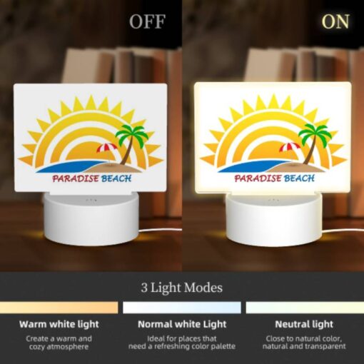 Rectangular Acrylic Night Light, A Sunny Beach With A Palm Tree And A Red Umbrella. -Acrylic Night Light Shop aa38b38f5d5f5753b006ed2cf44a3182e13f40cb