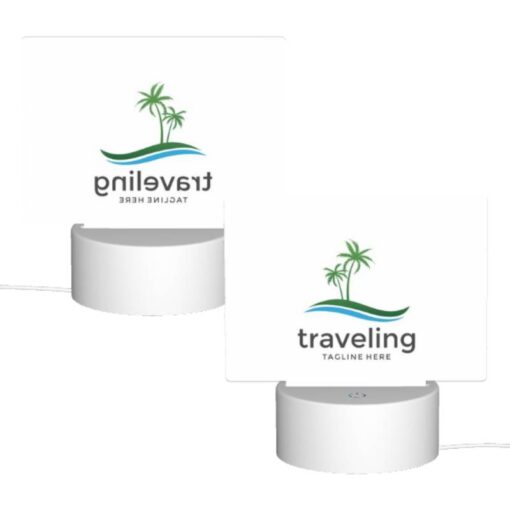 Rectangular Acrylic Night Light, A Logo For Traveling With A Palm Tree In The Background. -Acrylic Night Light Shop aa40a8ac9a043b3c845675ff744897b49ac32d8e