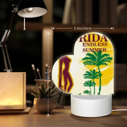 Love Acrylic Night Light, A Woman Is Holding A Surfboard In Front Of A Tropical Beach. -Acrylic Night Light Shop aa4670ba8ffc0e7f28cb1fabcf6c2b0407cbd463