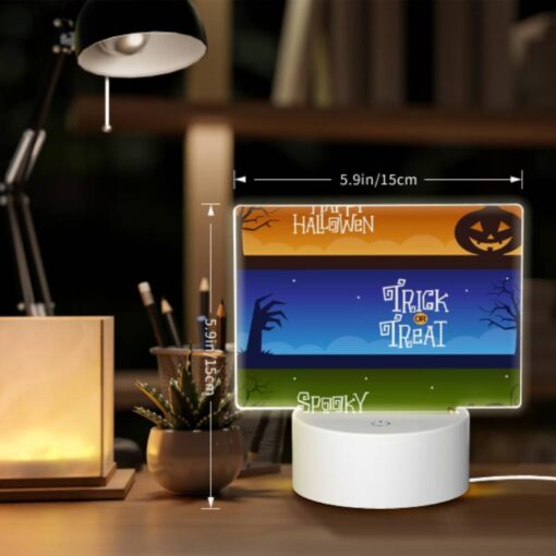 Rectangular Acrylic Night Light, A Colorful Halloween Banner With The Words "Happy Halloween" And "Trick Or Treat" Written On It. -Acrylic Night Light Shop aa5d8d8245ec2e3a7692d3fbec195d9248f3d363