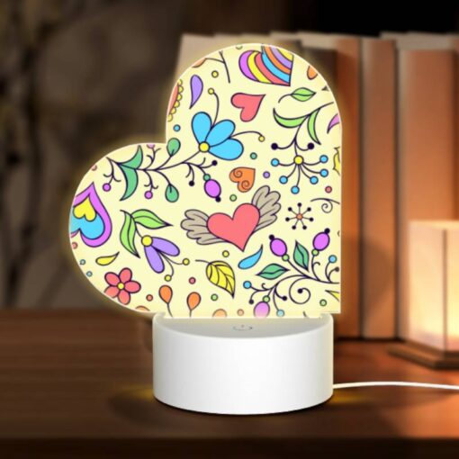 Love Acrylic Night Light, A Colorful Floral Pattern With Hearts And Flowers. -Acrylic Night Light Shop aa84837dbd55018fa6cad8d64bdd1891ddd36702