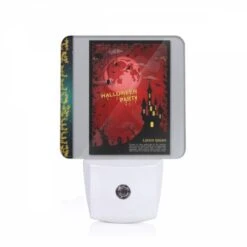 Night Light, A Poster With A Castle And A Spider Web On It.