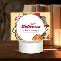 Rectangular Acrylic Night Light, A Colorful Halloween Poster With A Round Circle In The Center.