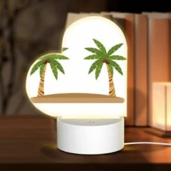 Love Acrylic Night Light, Two Palm Trees On A Sandy Beach.