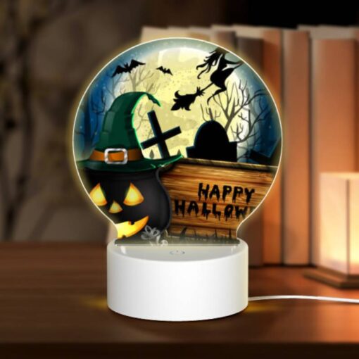 Round Acrylic Night Light, A Halloween Scene With A Pumpkin -Acrylic Night Light Shop ab01285ef9d6072263766de2c5d25842432ec27f