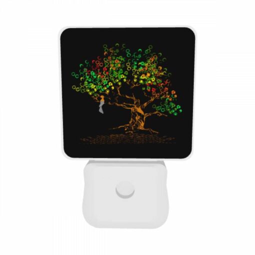 Night Light Set Of 2, A Woman Is Sitting In A Tree With A Colorful Background. -Acrylic Night Light Shop ab6097432b71cac26228b70994520524d4c7f98d