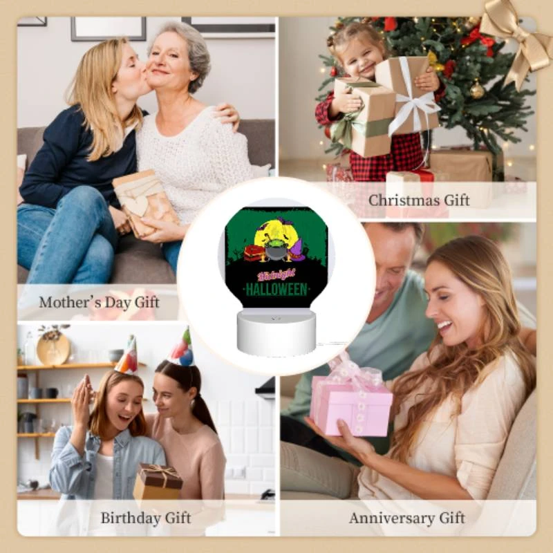 Round Acrylic Night Light, A poster with a witches hat and a cauldron with a green background. Round Acrylic Night Light, A Poster With A Witches Hat And A Cauldron With A Green Background. -Acrylic Night Light Shop ab8af6f33523737eb2fc3ef7a97468f4258e4008