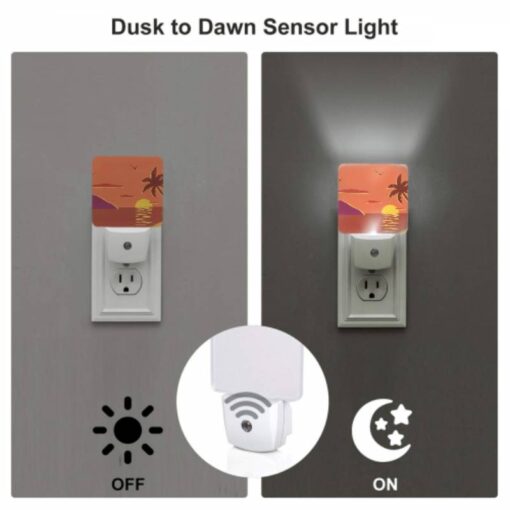 Night Light Set Of 2, A Sunset With A Palm Tree And Birds In The Sky. -Acrylic Night Light Shop aba52dae089a17b83c42651f2becf1b50de2f185