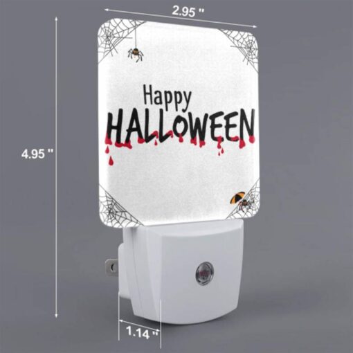 Night Light Set Of 2, A Spider Web With The Words "Happy Halloween" Written In Red. -Acrylic Night Light Shop abb3cc4b75275d05b6e8672681e1c3910ecbce35