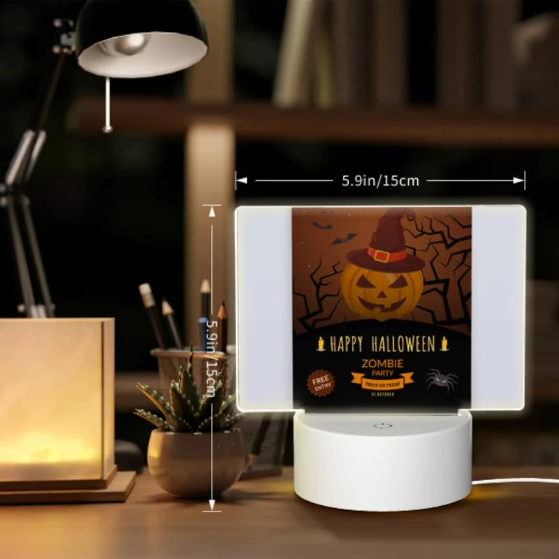 Rectangular Acrylic Night Light, A poster advertising a Halloween party with a zombie theme. Rectangular Acrylic Night Light, A Poster Advertising A Halloween Party With A Zombie Theme. -Acrylic Night Light Shop ac140aa610013e3d154721f30301c40e0784b016