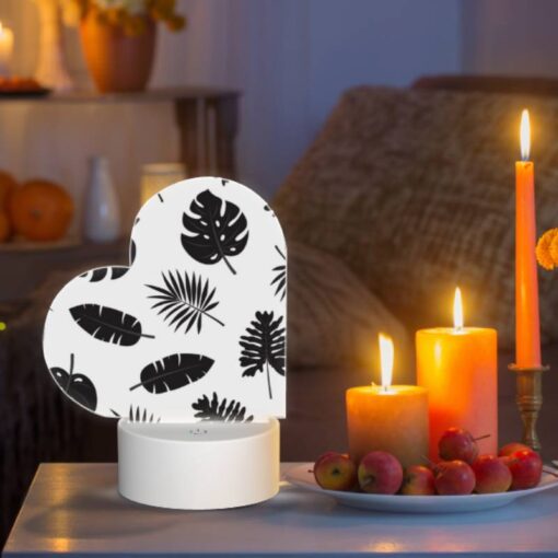 Love Acrylic Night Light, A Pattern Of Leaves In Black And White. -Acrylic Night Light Shop ac219ba02f41e785a5a5d16e82337ffcd1137cd9