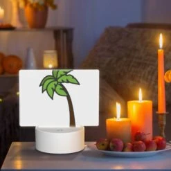 Rectangular Acrylic Night Light, A Green And Brown Palm Tree Is Shown In A Cartoon Style. -Acrylic Night Light Shop ac401653431caddc94d26320ef5edbfc74955594