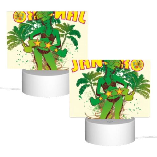 Rectangular Acrylic Night Light, A Woman In A Green Bikini Is Holding A Surfboard. -Acrylic Night Light Shop acf8fe959851e771ccedebf6959dc597f5d87929
