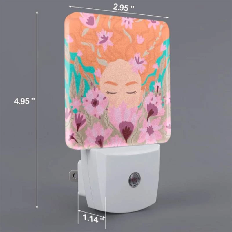 Night Light Set of 2, A woman with red hair is surrounded by flowers. Night Light Set Of 2, A Woman With Red Hair Is Surrounded By Flowers. -Acrylic Night Light Shop adc49d10addc05622d0a43234ae5f92b2ed06d97