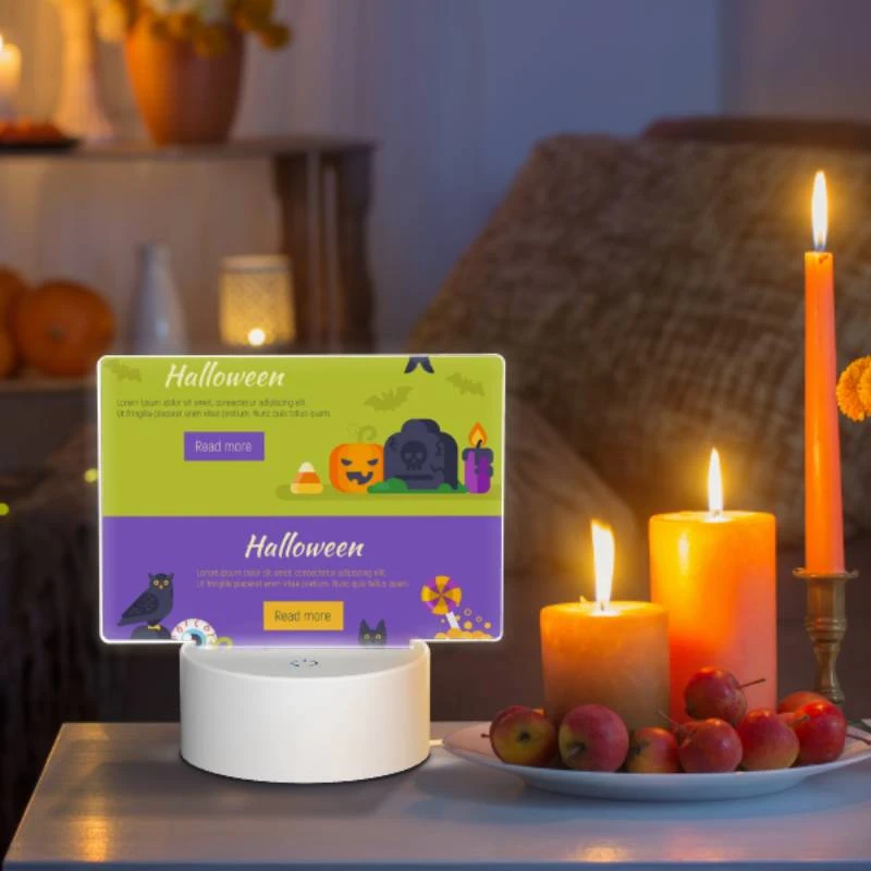 Rectangular Acrylic Night Light, A Halloween poster with a cat and a broom. Rectangular Acrylic Night Light, A Halloween Poster With A Cat And A Broom. -Acrylic Night Light Shop adf98c43919b6a180aa58694b5f315a54ec65f21