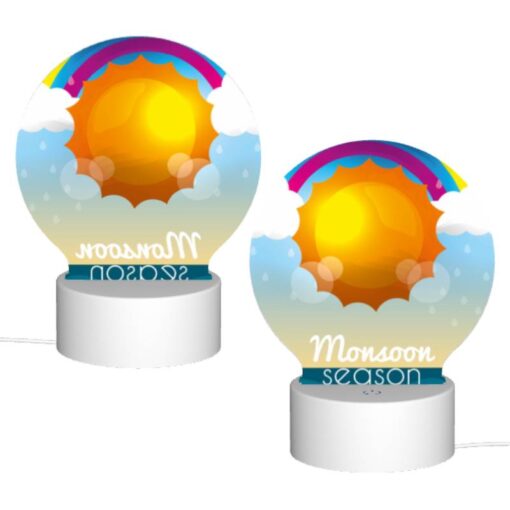 Round Acrylic Night Light, A Colorful Sunny Day With Rain Clouds In The Background. -Acrylic Night Light Shop ae6e8045cd4eb1a9630839eeb20981c638fdb3ac