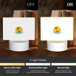 Rectangular Acrylic Night Light, A Yellow Sun With A Blue Ocean And Palm Trees In The Background. -Acrylic Night Light Shop aeb6ea73cd2812e6d74a9be8b3bf9c1fcdc9c7ff