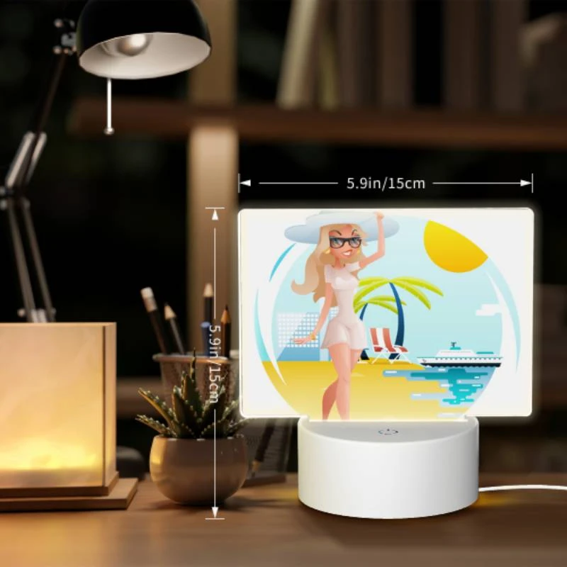 Rectangular Acrylic Night Light, A woman in a white dress is standing on a beach Rectangular Acrylic Night Light, A Woman In A White Dress Is Standing On A Beach -Acrylic Night Light Shop aec62caf22d5044be4841b5a627145fc2c66633e