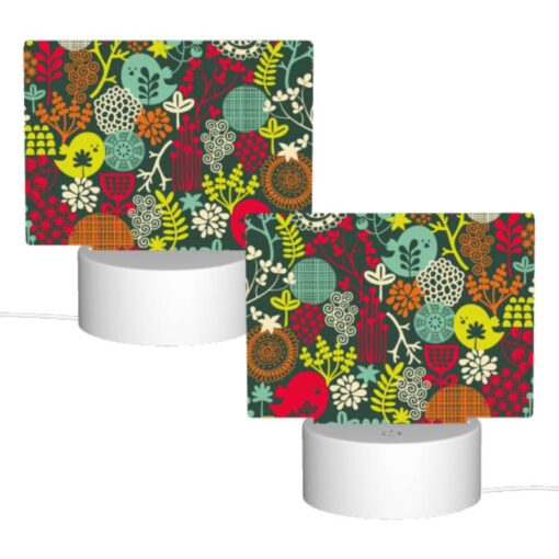 Rectangular Acrylic Night Light, A Colorful Floral Pattern With A Bird In The Middle. -Acrylic Night Light Shop af0bae1b152cdeef41bcbe836ebe08a4da419b6a