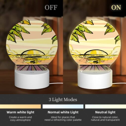 Round Acrylic Night Light, A Sunset With A Beach And Palm Trees In The Background. -Acrylic Night Light Shop af43d43e6aa8d130f33553dabe6858f0567ac3e3