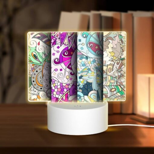 Rectangular Acrylic Night Light, Three Colorful Designs Of A Flower Are Displayed. -Acrylic Night Light Shop af598a602975669f6c92635be1d03522bf0cbc5d
