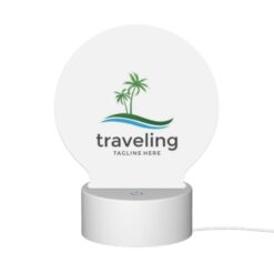 Round Acrylic Night Light, A Logo For Traveling With A Palm Tree In The Background. -Acrylic Night Light Shop af9d66d7c2fb4bb747c9b68bf7acfd7468fe820b